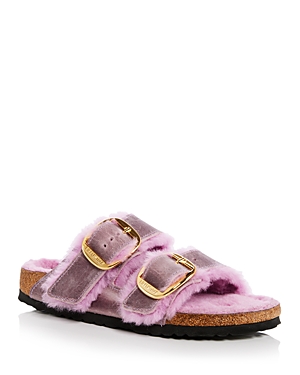 Birkenstock Women's Arizona Shearling Slide Sandals In Light Lavender
