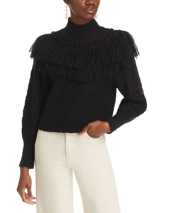 Stellah Fringe Trim Sweater Bloomingdale s