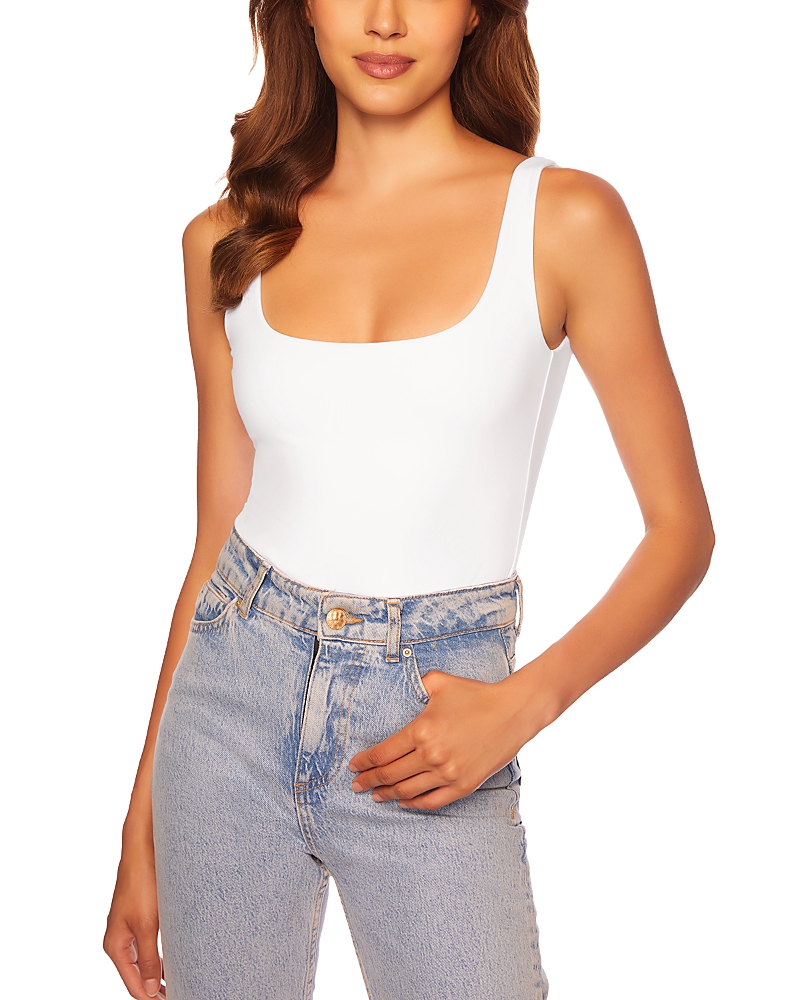 Susana Monaco Low Back Thong Bodysuit In Sugar