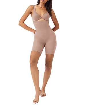 Shop Spanx Everyday Seamless Shaping High Waist Shorts In Cafe Au Lait