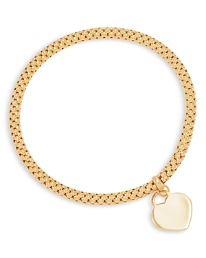 Bloomingdale's 14K Yellow Gold Popcorn Link Heart Charm Bracelet - 100% Exclusive
