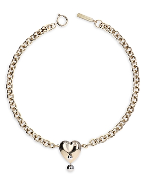 Nic Ball & Heart Pendant Choker Necklace in Two Tone, 15