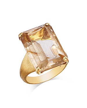 Shop Marco Bicego 18k Yellow Gold Unico Rutilated Quartz Statement Ring In Yellow/gold