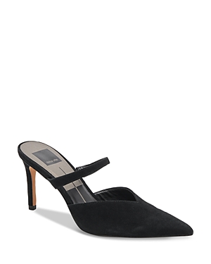 Shop Dolce Vita Women's Kanika Pointed Toe Embellished Slip On High Heel Pumps In Onyx Suede