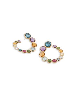 Marco Bicego 18K Yellow Gold Jaipur Color Multi Gemstone Spiral Hoop Earrings