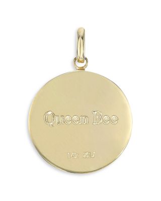 14K Yellow Gold Diamond Queen Bee Medallion Pendant