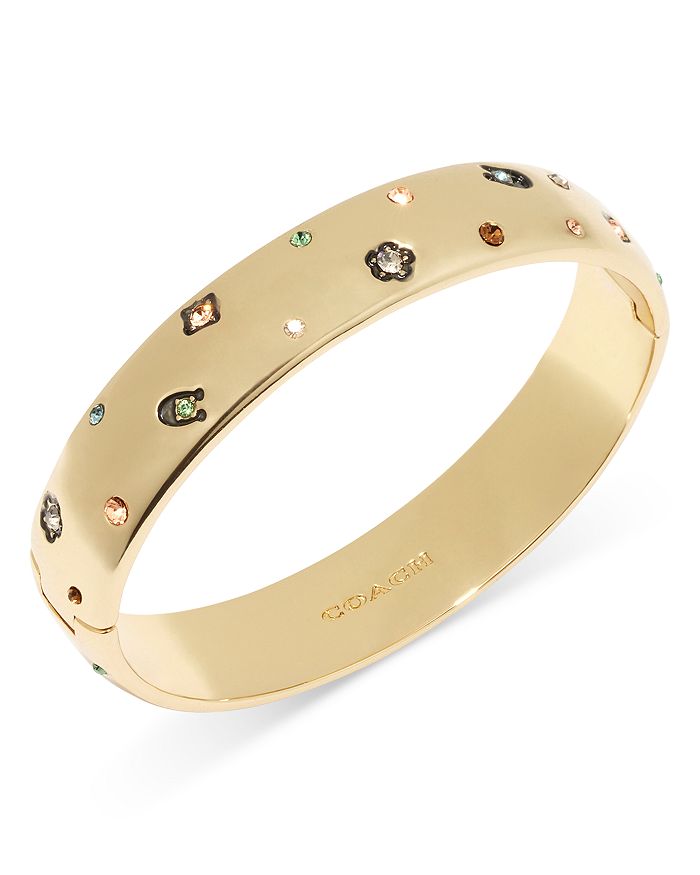 COACH Signature Gem Multicolor Crystal Bangle Bracelet in Gold