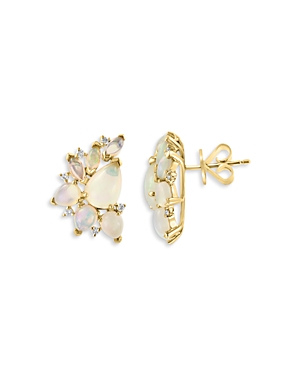 Bloomingdale's Ethiopian Opal & Diamond Statement Stud Earrings In 14k Gold - 100% Exclusive In White/gold