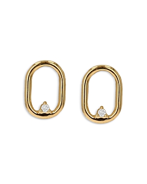 Moon & Meadow 14K Yellow Gold Diamond Oval Stud Earrings