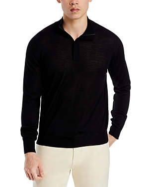 Canali Quarter Zip Wool Sweater In Black