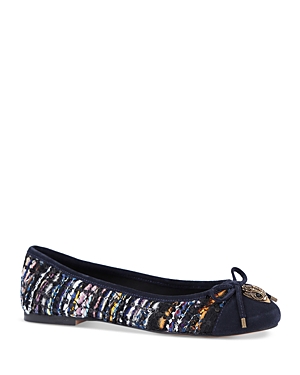 Kurt Geiger Women's Eagle Head & Bow Ballerina Flats In Charcoal Multi