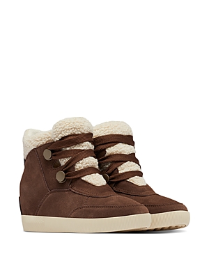 Shop Sorel Women's Out N About Cozy Wedge Lace Up Booties In Tobacco