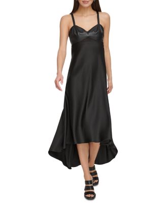 4610715 Black Hi-Low Slip Dress
