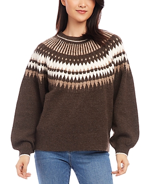 Shop Karen Kane Jacquard Crewneck Sweater In Multi