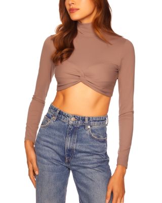 Susana Monaco - Twist Front Mock Neck Crop Top