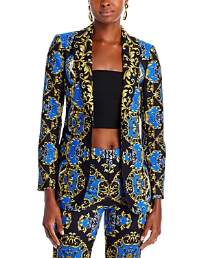 Alice And Olivia Breann Graphic-print Blazer In Regal Romance Sapphire