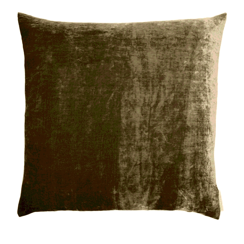 Aviva Stanoff Dark Taupe Silk Velvet 20 X 20 Pillow In Dark Taupe