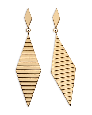 Shop Jennifer Zeuner Sarai Textured Diamond Shape Drop Earrings In 18k Gold Plated Sterling Silver