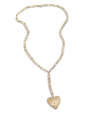 Shop Jennifer Zeuner Sheldon Diamond Heart Lariat Necklace In 18k Gold Plated Sterling Silver, 16