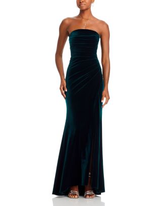 velvet green strapless dress Emerald Green Strapless Velvet Sequin Bodycon Mini Dress M / Emerald Green main image 1