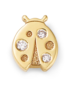 Zoe Chicco 14K Yellow Gold Itty Bitty Symbols Diamond Accent Ladybug Single Stud Earrings