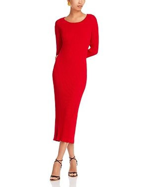 Farm Rio Open Back Ribbed Sweater Dress In Red