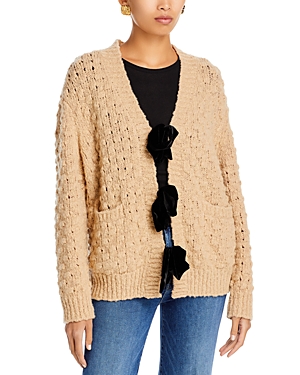 Sea Teresa Bow Wool Blend Cardigan In Camel