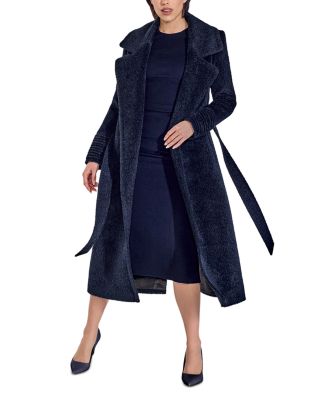 Boucle Notch Collar Wrap Coat