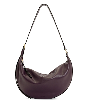 Allsaints Half Moon Shoulder Bag In Purple Port/gold