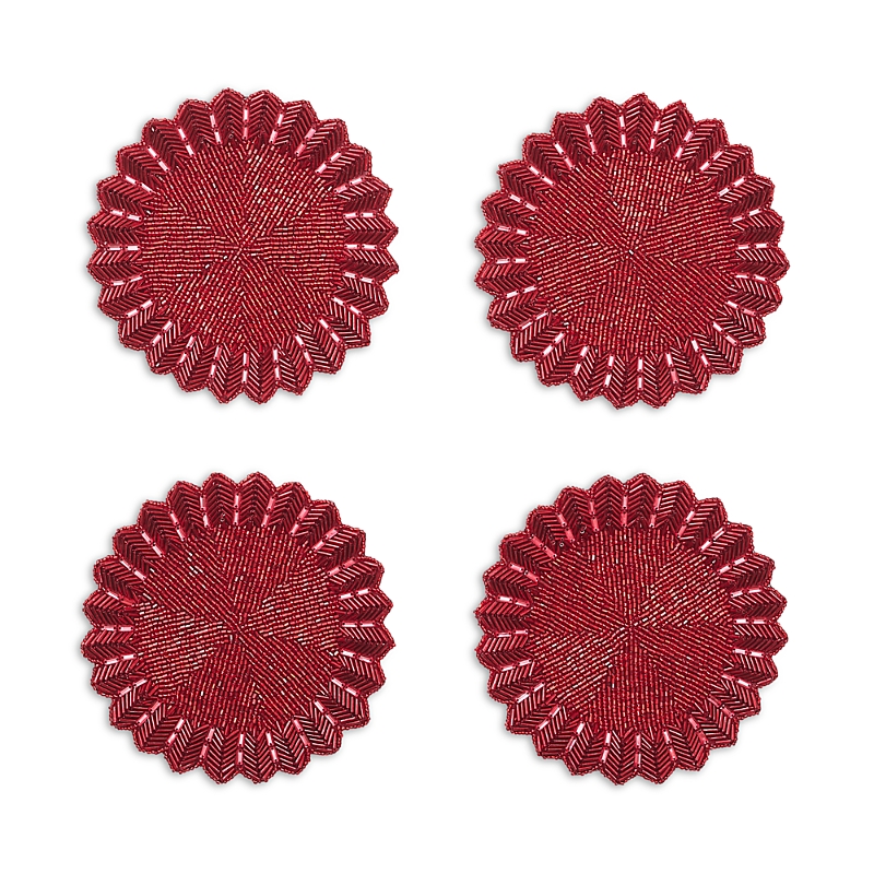 Kim Seybert Baccarat X Etoile Coaster, Set Of 4 In A Gift Box In Red