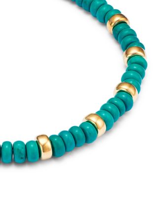 14K Yellow Gold Gemstone Beads Turquoise Rondelle Link Bracelet
