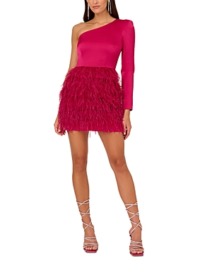Liv Foster Satin One Shoulder Mini Dress In Rich Magenta In Richmagent