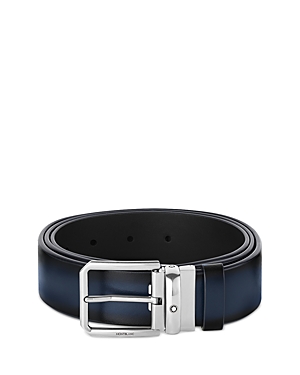 Montblanc Men's Square-buckle Reversible Leather Belt, 35mm In Black