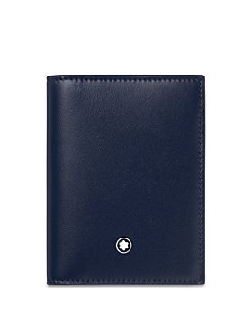 Sandon Grained Leather Card Holder In Deep Blue