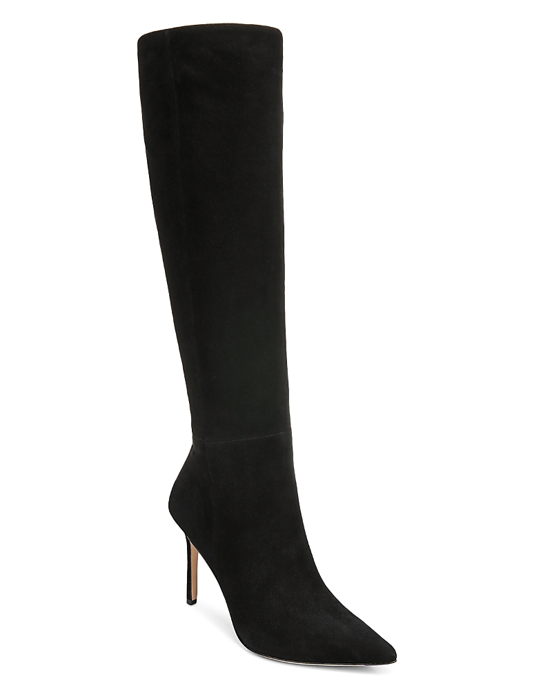 Veronica Beard Lisa Suede Stiletto Wide-calf Knee Boots In Black