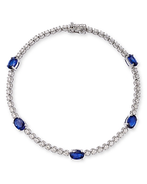 Bloomingdale's Classic Diamond & Precious Stone Tennis Bracelet In 18k White Gold In Blue/white