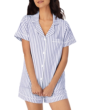 Bedhead Pajamas Striped Cotton Short Pajamas Set In Blue