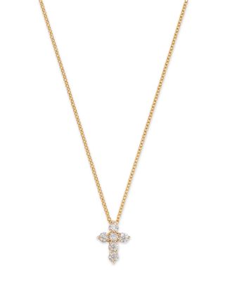 Bloomingdale's Fine Collection - Diamond Cross Pendant Necklace in 14K Yellow Gold, 0.30 tcw