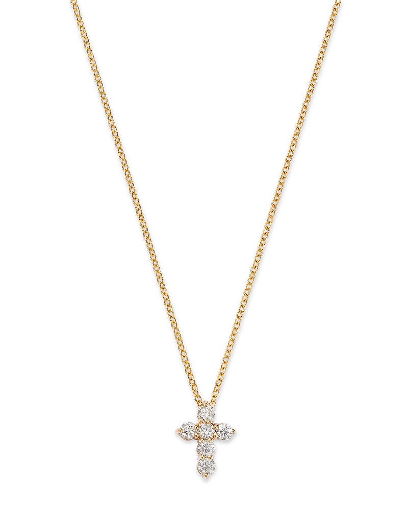 Bloomingdale's Fine Collection Diamond Cross Pendant Necklace in 14K Yellow Gold, 0.30 tcw