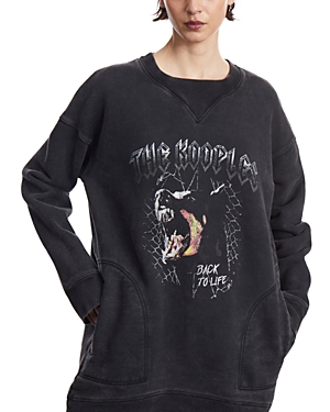 The Kooples Cotton Graphic Print Sweatshirt In Washed Black