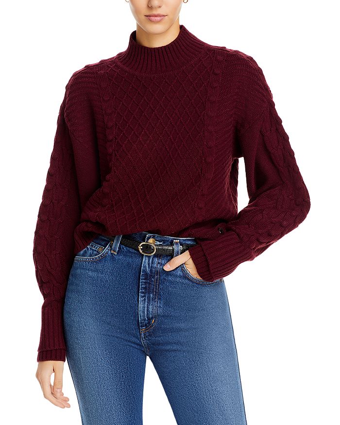 Cable-Knit Mock Neck Sweater