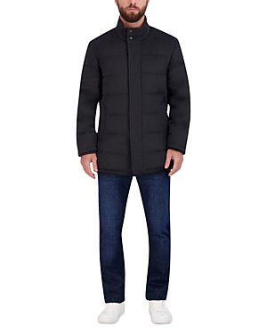 Shop Cole Haan Wool Blend Textured Quilted Down Jacket In Black