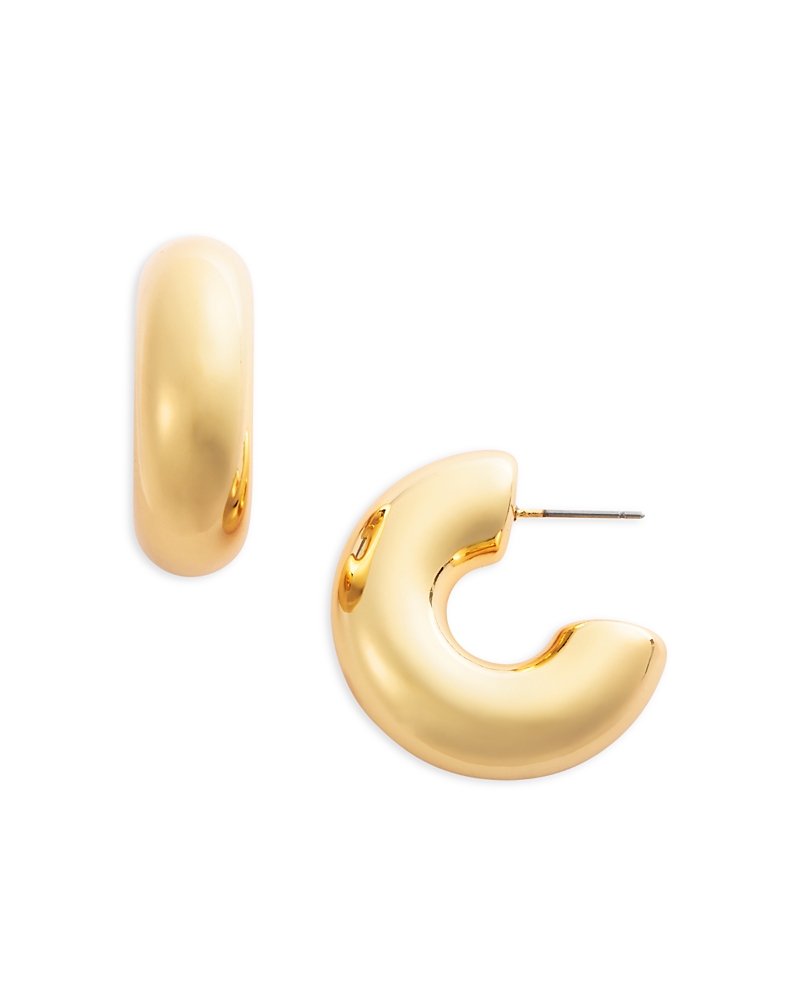 Kenneth Jay Lane Polished Goldtone Tube Hoop Earrings In Gold