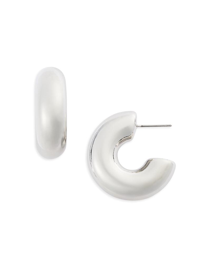 Kenneth Jay Lane Small C Hoop Earrings In Silver