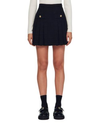 Sandro Katyna Tweed Pleated Skirt | Bloomingdale's
