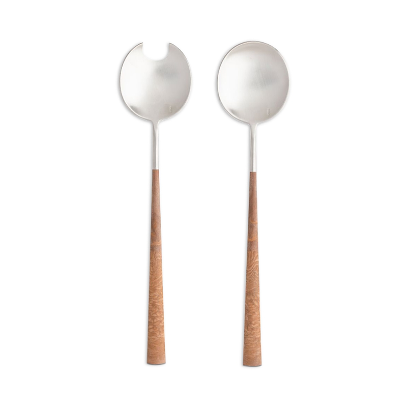 Costa Nova Mito Cable 2 Piece Salad Serving Set In Wood