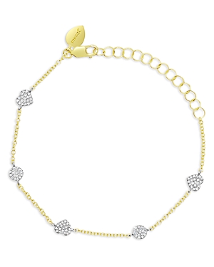 Meira T 14k White & Yellow Gold Diamond Heart Cluster Link Bracelet