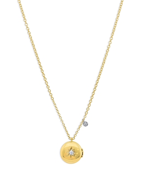 Meira T 14k White & Yellow Gold Diamond Round Locket Pendant Necklace, 16-18 In Gold
