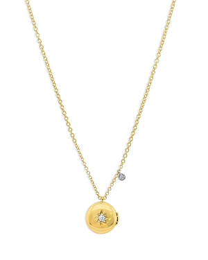 Meira T 14k White & Yellow Gold Diamond Round Locket Pendant Necklace, 16-18