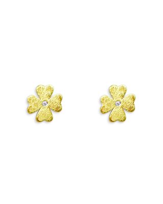 Meira T 14K Yellow Gold Diamond Accent Flower Stud Earrings